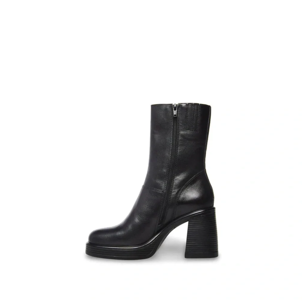 Steve Madden - Fantsie - 90 Revival Square Toe Chunky Heel Boots - Black - Picture 5 of 5